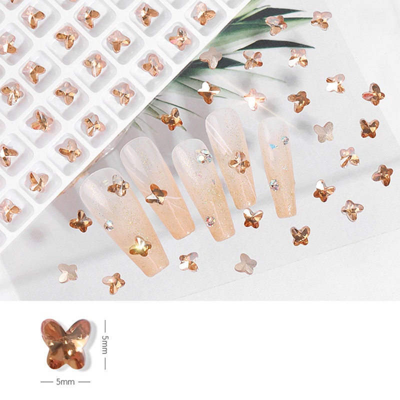 Set 30 Phụ Kiện Trang Trí Móng Nghệ Thuật Hình Bướm Đính Đá Xinh Xắn