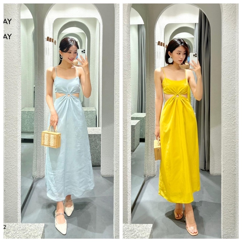 Váy 2 Dây Khoét Eo Chất Liệu Lụa Cao Cấp Không Nhăn, Đầm Maxi 2 Dây Khoét Eo 4 Màu Siêu Xinh Siêu Tôn Dáng