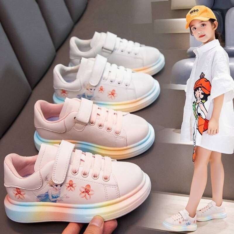 Giày thể thao Elsa đế 7 màu mềm êm cho bé gái