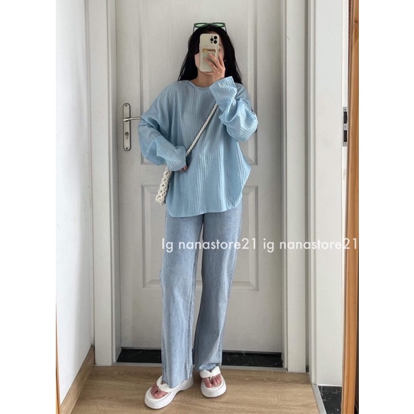 Áo voan nhăn dài tay form rộng Nana21 Nanastore21