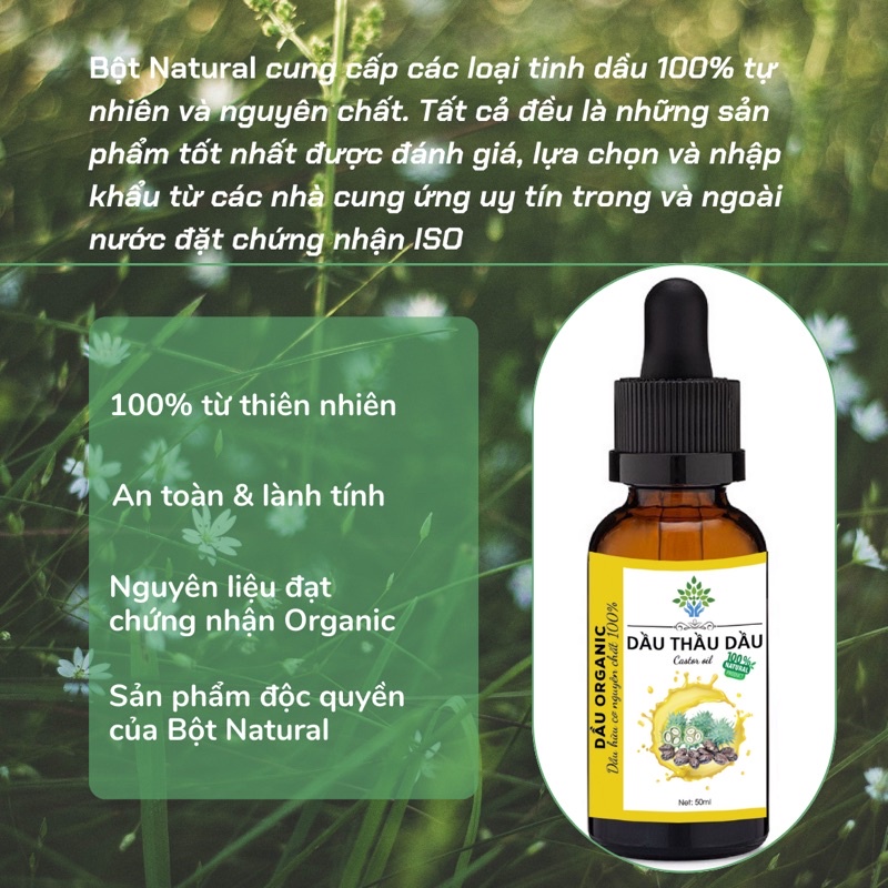 Dầu thầu dầu nguyên chất 100% - Castor Oil Organic 10ml-50ml | Bột Natural