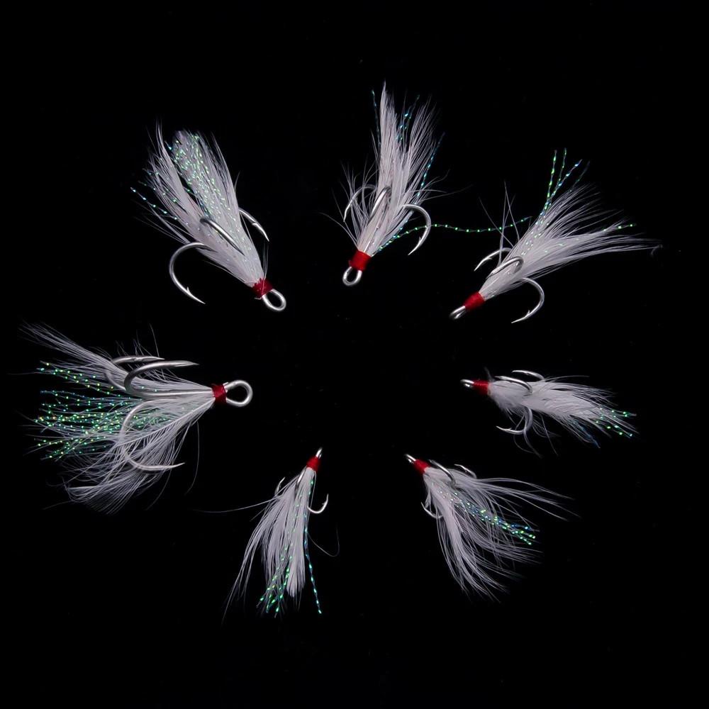 Móc Câu Cá Ba Lưỡi BERNARDO # 1# 2# 4# 6# 8# 10# 12# Dụng Cụ Mài Dao Bằng Thép Carbon Với Lông Vũ