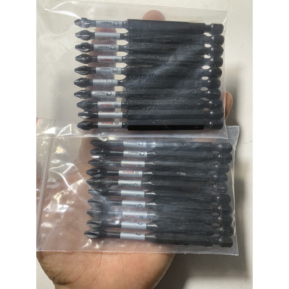 ( Sỉ mũi vít ) Túi 10 mũi vít Bosch PH2 dài 90mm chính hãng có từ