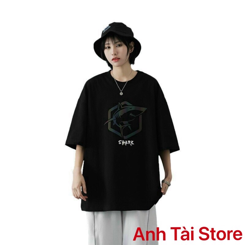 Áo thun tay lỡ phản quang phông Unisex nam nữ chất Premium Cotton oversize đến 75kg form rộng co dãn 4 chiều SHARK AX11 | BigBuy360 - bigbuy360.vn