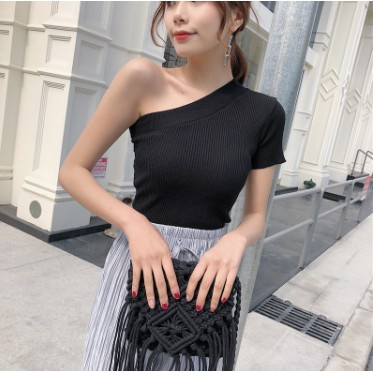Áo lệch vai - Áo thun tăm lệch vai cộc tay nữ LE31 | BigBuy360 - bigbuy360.vn