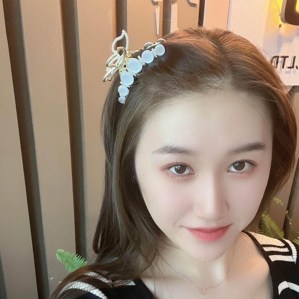 Kẹp Tóc Hình Nơ Đính Ngọc Trai / Đá Opal / Kẹp Tóc Càng Cua / Kẹp Tóc Thời Trang Thanh Lịch Cho Nữ