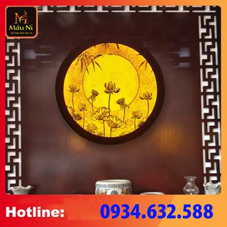 Tranh trúc chỉ in MÂU NI 198 - Tròn - tăng thêm vẻ đẹp về sự tâm lin, (thích hợp đặt tượng thờ cao 35cm đến 55cm)