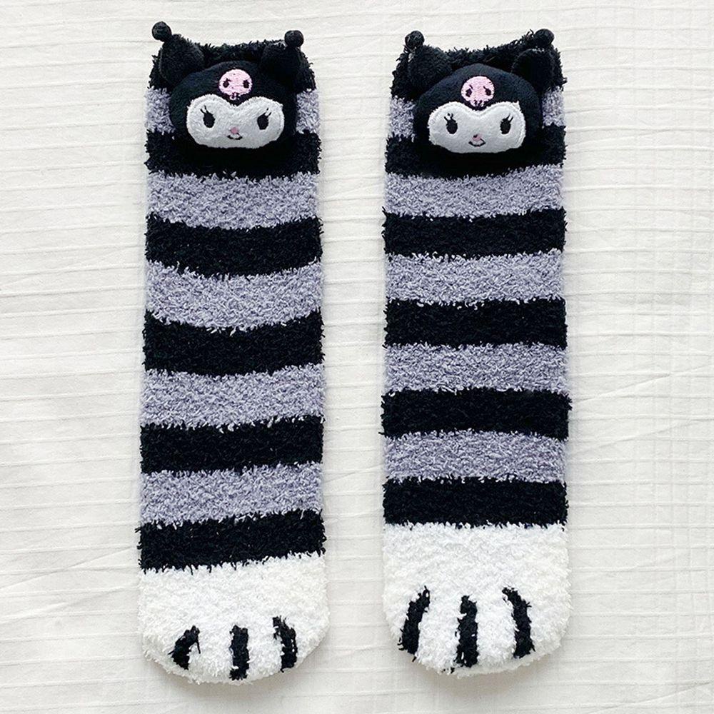 Vớ Polyester Họa Tiết Hoạt Hình Kuromi Giữ Ấm Mùa Thu Đông Cho Trẻ Em