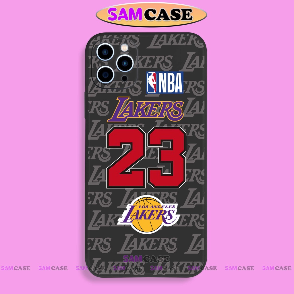 Ốp lưng điện thoại iPhone Lakers cạnh viền vuông silicon dẻo bảo vệ camera ip 6/6s/7/8/X/XS/XR/11/12/13/14 Pro Plus Max