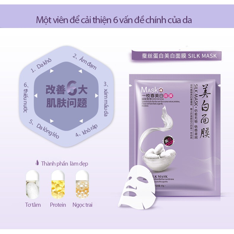 Mặt nạ dưỡng trắng da cấp ẩm thải độc da làm tươi mới mịn da mask nội địa