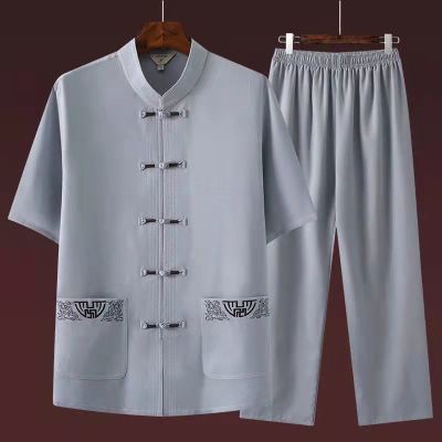 Bộ Quần Áo Cotton Lanh Phong Cách Trung Hoa Cho Đàn Ông Trung Niên