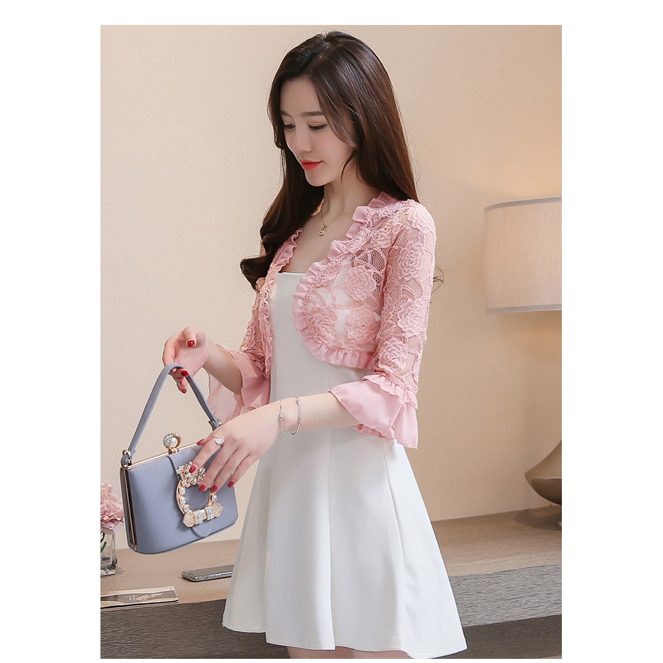 Áo khoác ren dành cho nữ tay lửng thanh lịch và thời trang | BigBuy360 - bigbuy360.vn