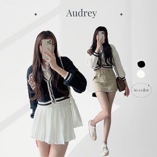 K0013 áo khoác cardigan nữ dáng lửng huy hiệu audrey