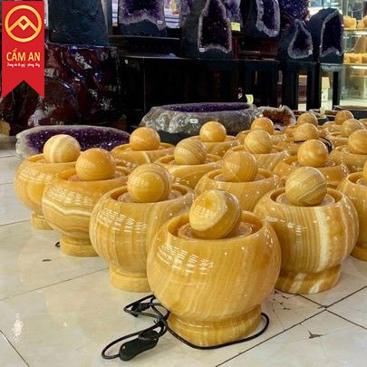 Tuyệt phẩm phong thủy luân đá ngọc hoàng long để bàn, thác nước phong thủy, hàng chất lượng tụ khí tài lộc vô biên