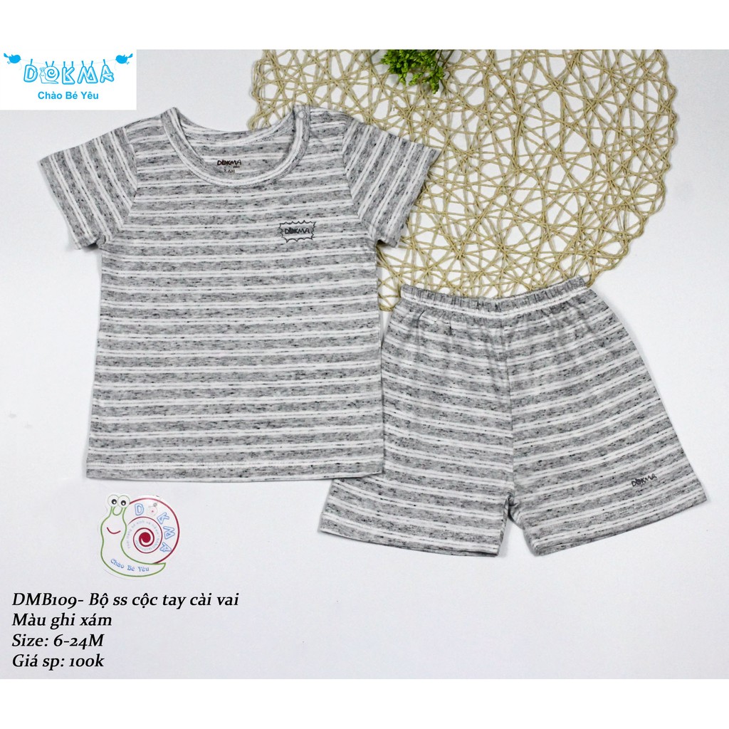 Dokma - Bộ cộc tay cài vai kẻ trơn 6-24m ( DMB 109 )