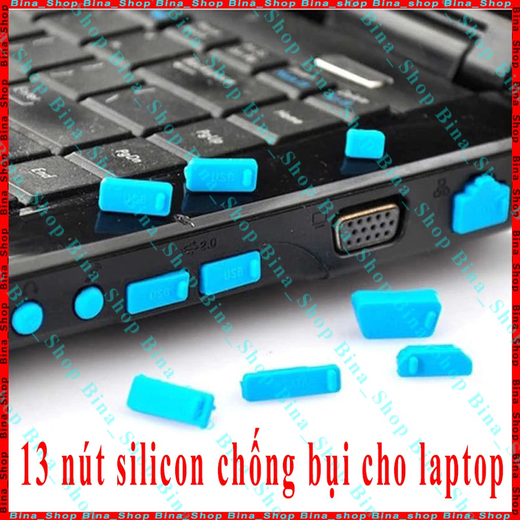Bộ 13 nút silicon chống bụi các cổng laptop (màu ngẫu nhiên)
