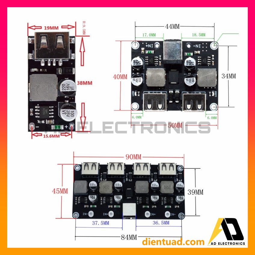 Mạch Sạc Nhanh Hỗ Trợ QC2.0 - QC3.0 ; Mạch Sạc Dự Phòng Hạ Áp 10 -32V DC Ra Cổng USB 5V