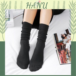 Tất nhún cao cổ nữ VINTAGE chất len tăm hàng quảng châu cao cấp HANU