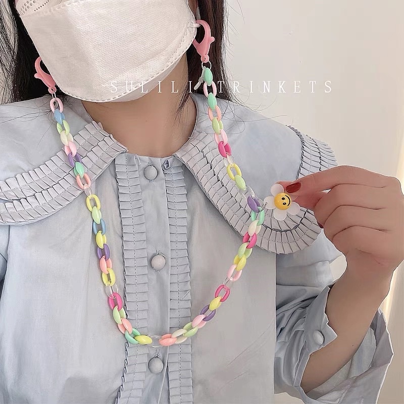 Dây đeo khẩu trang màu charm hoa cúc