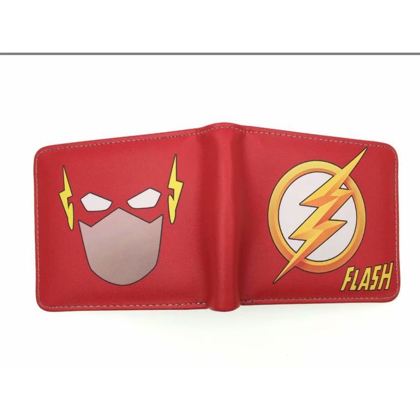 Ví Da PU Gập Dáng Ngắn In Họa Tiết anime Marvel Flash Người Nhện Người Sắt