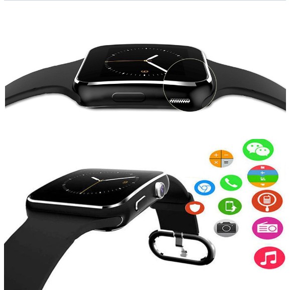 Đồng hồ thông minh Smartwatch X6 màu đen Kết Nối Bluetooth Hỗ Trợ Thẻ Nhớ Tf màn hình cong cao cấp