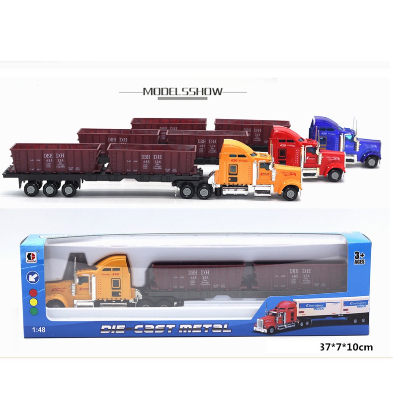 Xe đầu kéo container chở hàng đồ chơi trẻ em tỉ lệ 1:48 đầu xe bằng kim loại