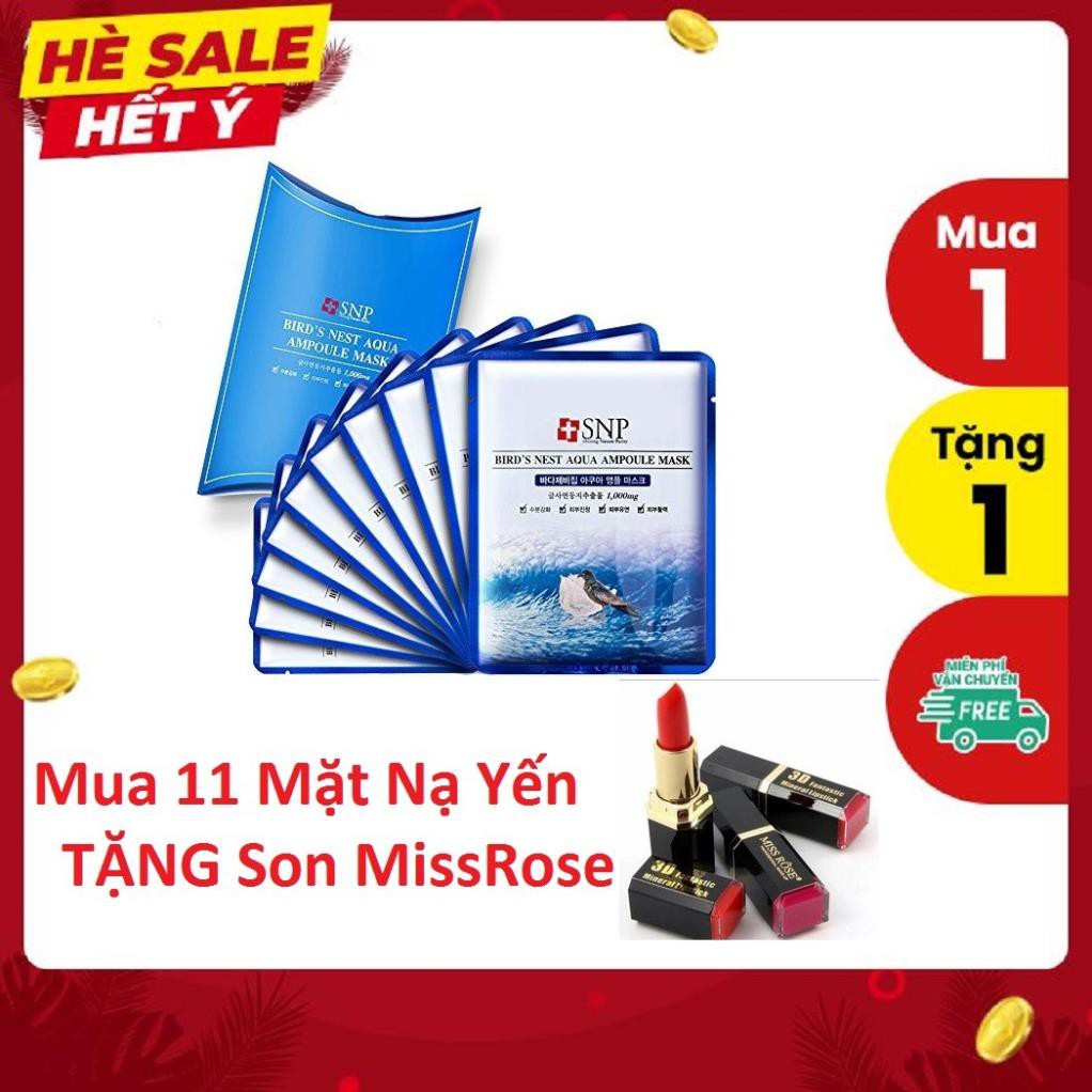 ComBo 11 Mặt Nạ Tinh Chất Tổ Yến SNP Bird’s Nest Aqua Ampoule Mask 25ml - Nhật Bản