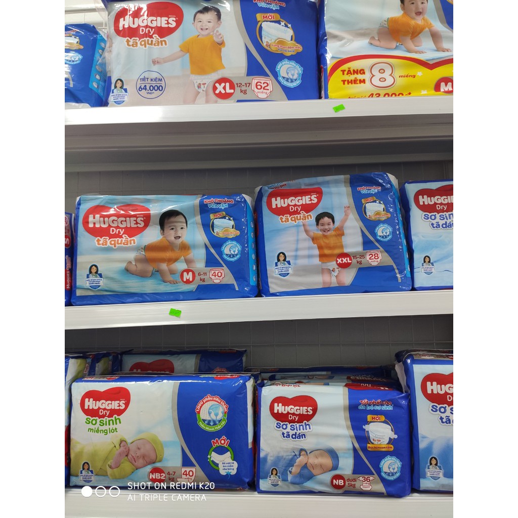 (Cộng 8 miếng) Bỉm/tã quần dán Huggies chính hãng đủ size NB56/S24/M78/L68/XL62/XXL56