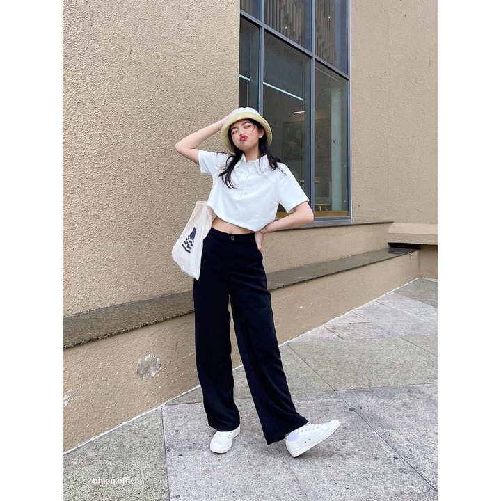 Áo Croptop Polo Nữ Vải Tổ Ong Dáng Ngắn siêu xinh