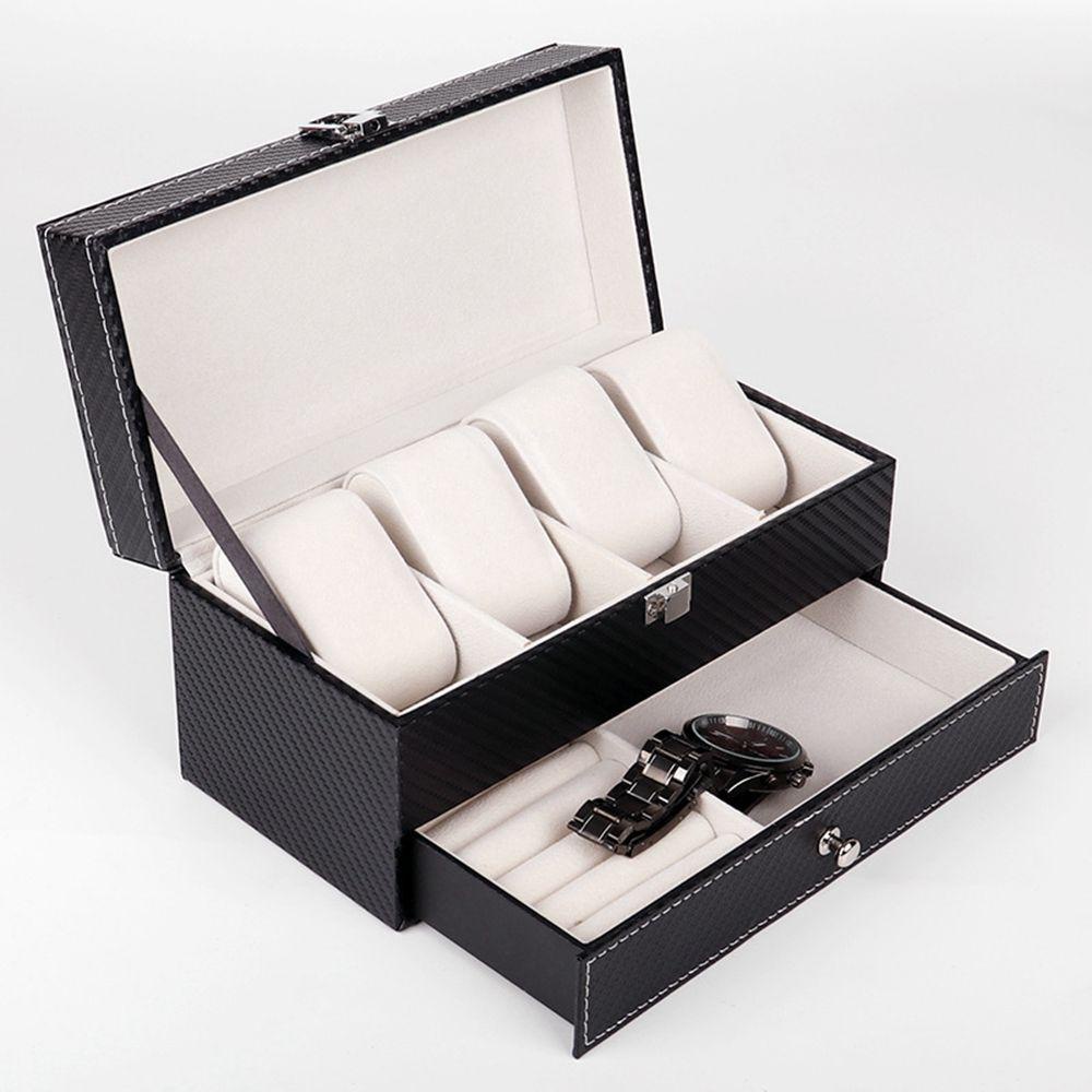 ANEMONE Hộp Trưng Bày Nhẫn / Dây Chuyền 2 Tầng 4 Ngăn Bằng Da PU Đa Năng Tiện Dụng Cho Nữ Ốp