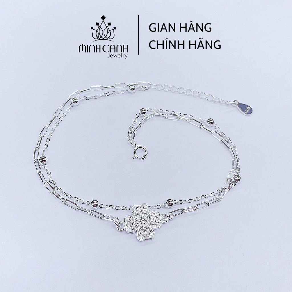 Lắc Tay Cỏ 4 Lá May Mắn Dây Kép Bạc 925 - Minh Canh Jewelry