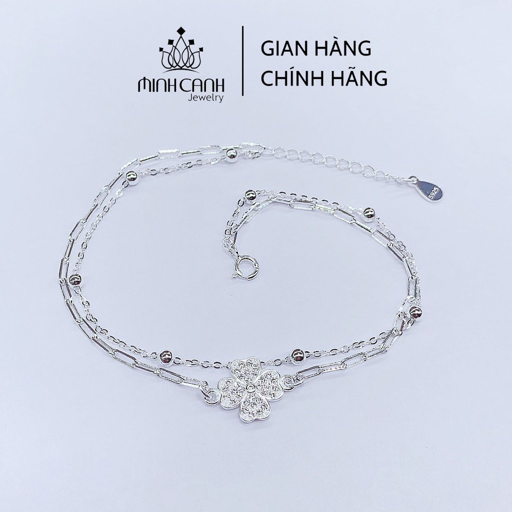 [Mã FARSBR241 giảm 15k đơn 0đ] Lắc Tay Cỏ 4 Lá May Mắn Dây Kép Bạc 925 - Minh Canh Jewelry