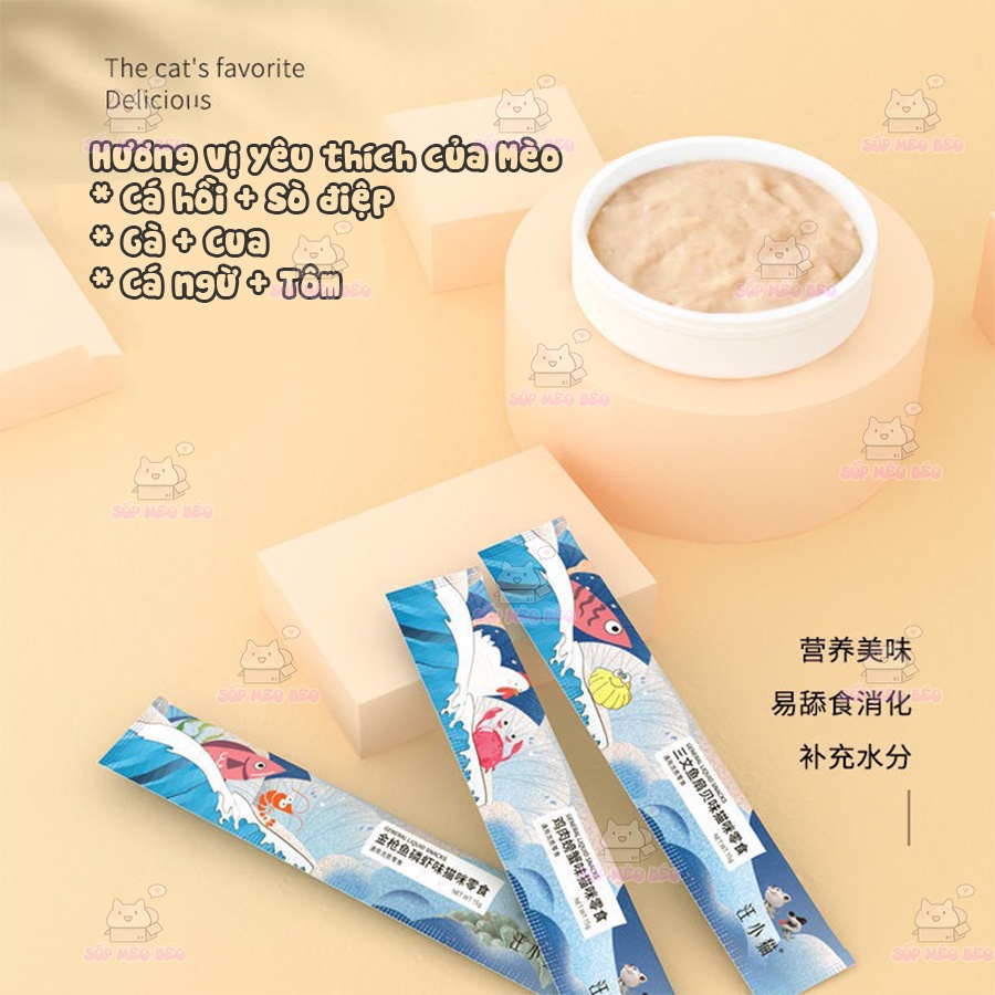 Tuýp thưởng Wang Kitten 15gr vị Cua,Tôm,Sò,Cá