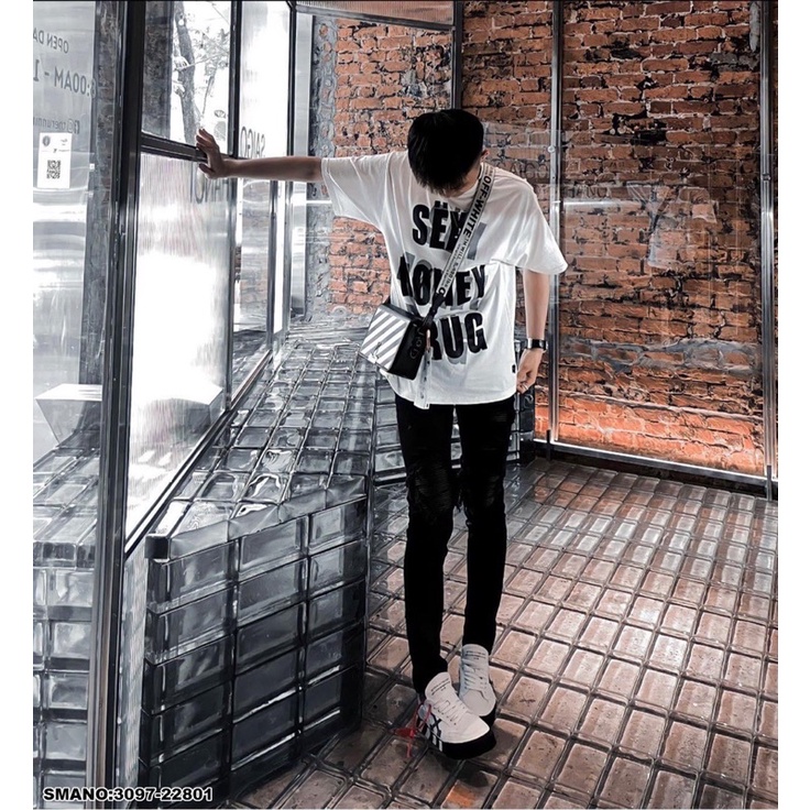 Áo phông nam nữ Premium Cotton in nổi chữ Sex Money Drug bóng mờ xám cổ bo dày dặn phong cách streetwear AP14P