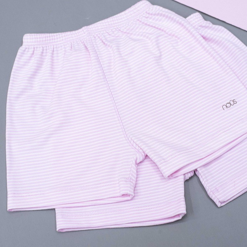 Bộ 2 quần cộc Nous Petit kẻ hồng nhạt trắng 3M, 6M, 9M, 12M, 18M - Monnie Kids