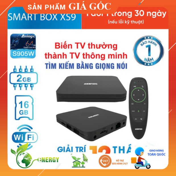 Android Tivi Box 4K Asanzo XS9 (Tìm Kiếm Bằng Giọng Nói) - Chính Hãng