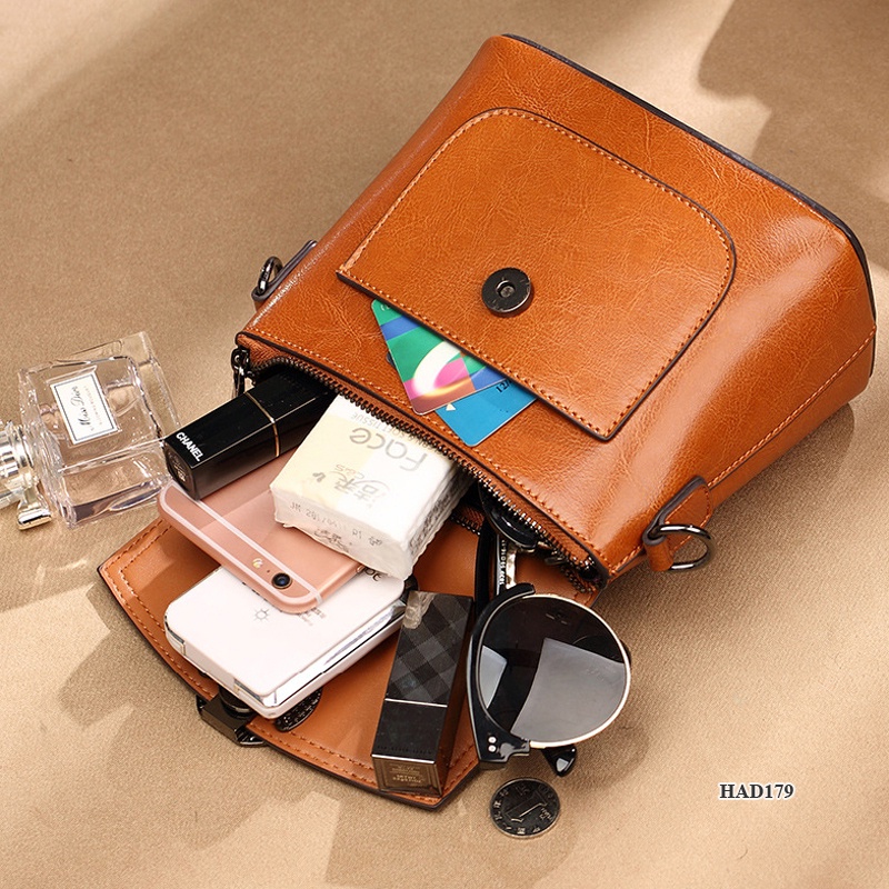 Samdo: Balo kiêm túi xách nữ da thật cao cấp  - Chính hãng Huada - phong cách Hàn Quốc công sở đi làm đi chơi HAD179