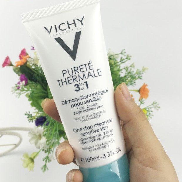 Sữa rửa mặt Vichy Purete Thermal 3 in 1 One Step Cleanser Sensitive Skin And Eyes-Sữa  rửa mặt tẩy trang 3 in 1 Vichy