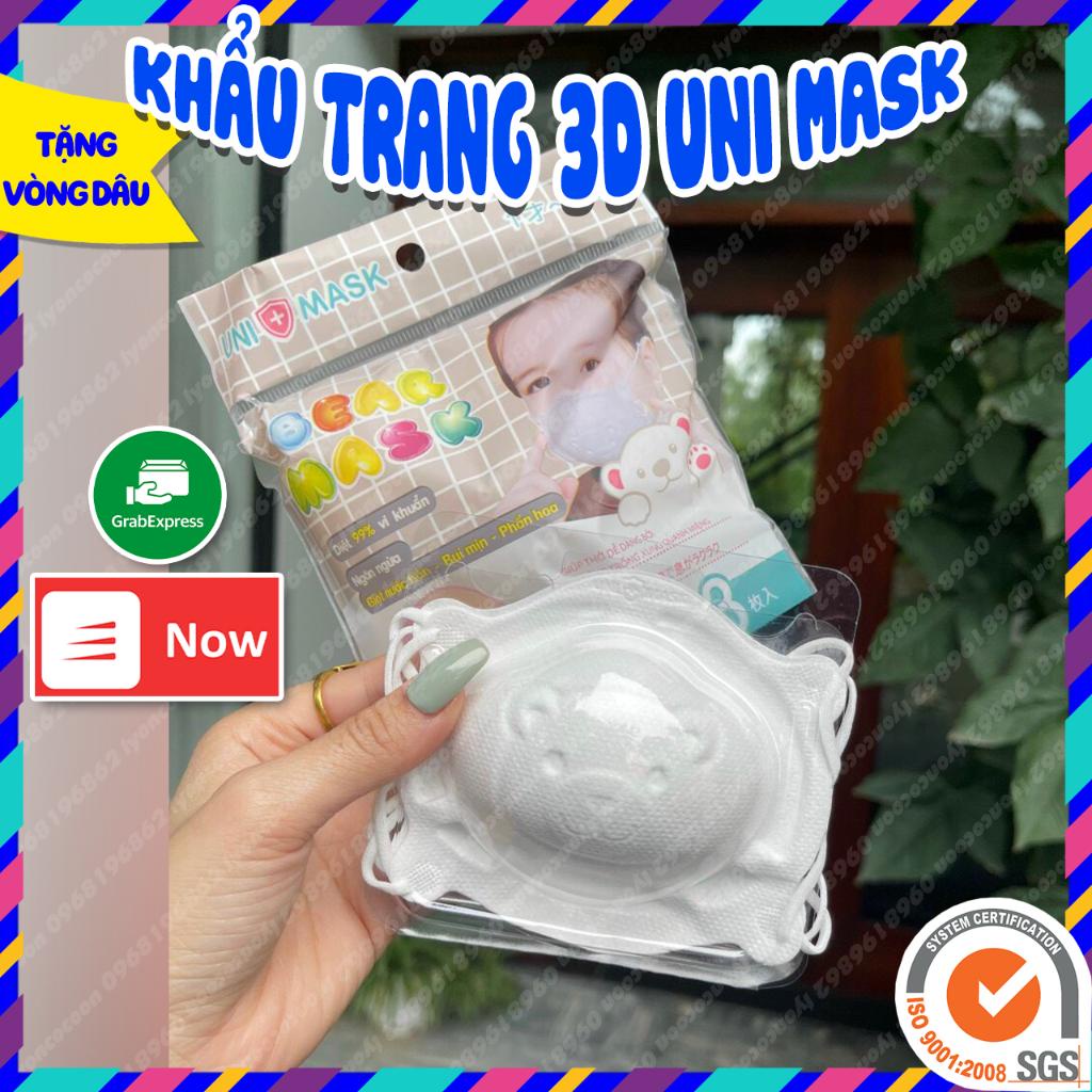 (KÈM QUÀ TẶNG) Khẩu Trang UNIMASK Hình Gấu Cố Nút Điều Chiirng Cho Bé từ 0-3 Tuổi