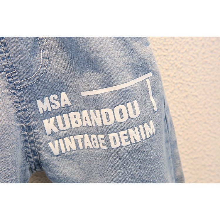 Bộ Áo Thun Ngắn Tay + Quần short denim Thời Trang Mùa Hè Chất Lượng Cao Cho Bé 0-6 Tuổi