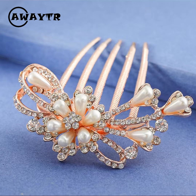Lược Cài Tóc Bằng Hợp Kim Đính Ngọc Trai Giả Trang Trí Sang Trọng