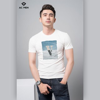 Áo Thun Nam AC MEN Họa Tiết In Hình Chữ V,Form Dáng SlimFit