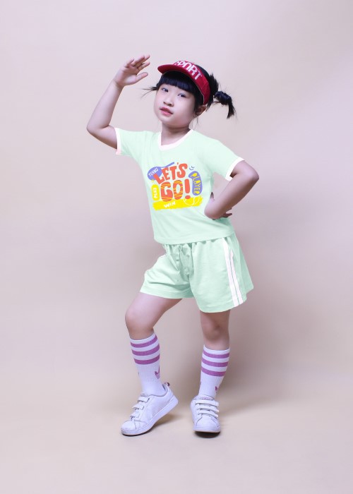 Set thun năng động cổ tròn cho bé xanh ngọc Jadiny