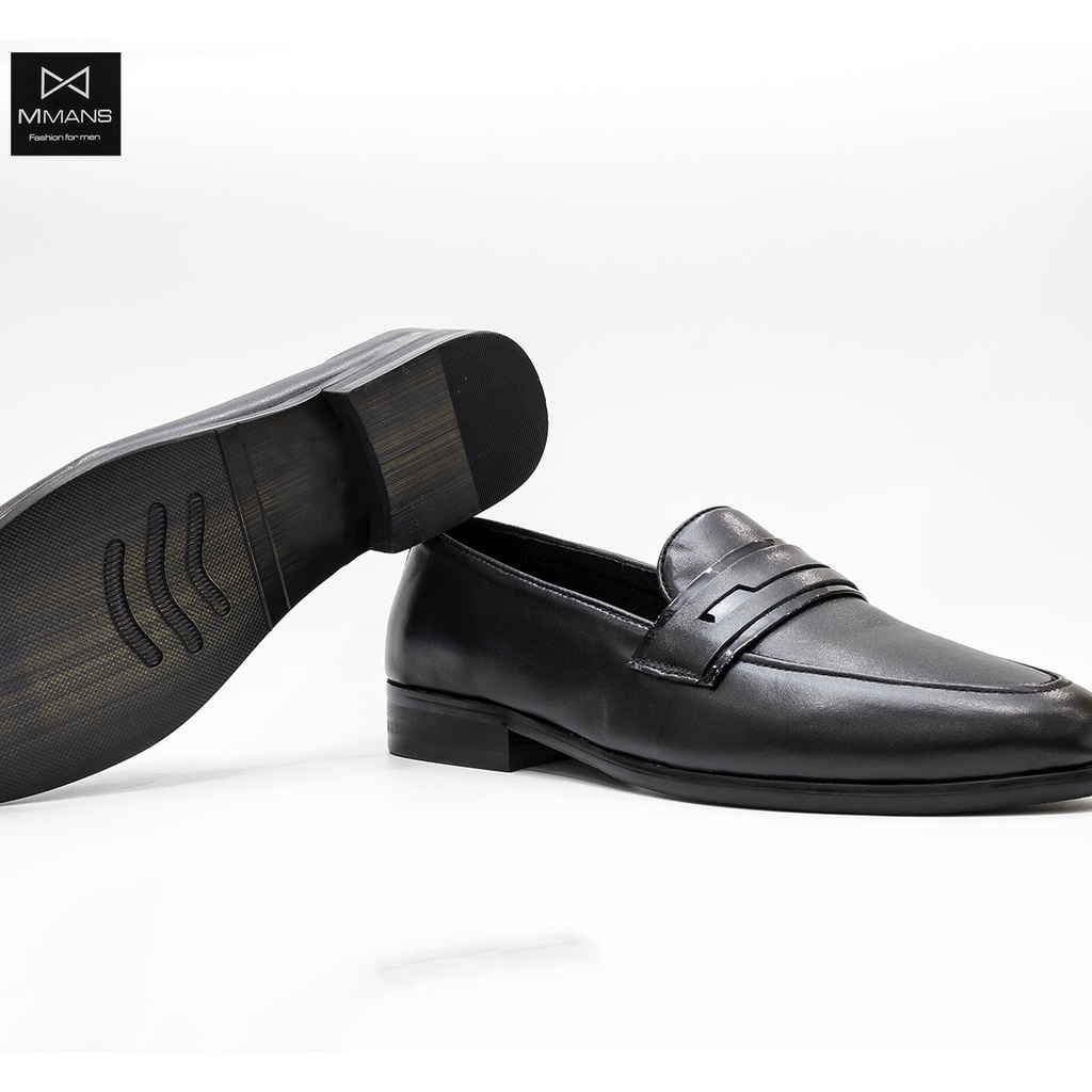 Giày lười nam penny loafer MMANS màu đen chất liệu da thật cao cấp