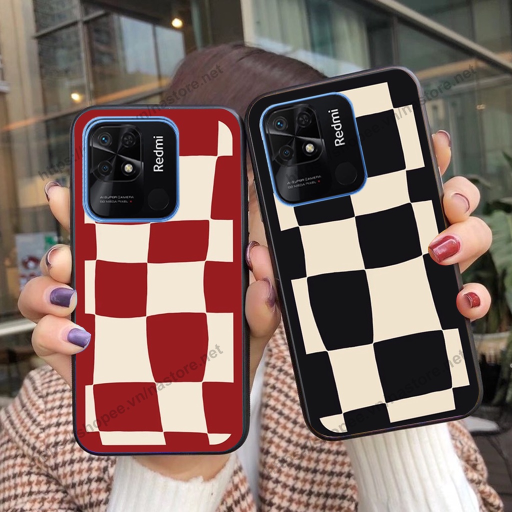 Ốp lưng Xiaomi Redmi 9C / Redmi 10c mặt cười, họa tiết caro đơn giản đẹp cute