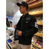 Áo bò, áo khoác jean nam chất vải DENIM  HUY HIỆU có đắp tay - màu đen [FREE SHIP]