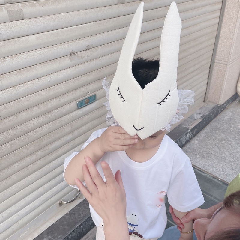 Mũ Trùm Đầu Hóa Trang Thỏ Hoạt Hình Bằng Vải Bông Dành Cho Bé Trai Và Bé Gái