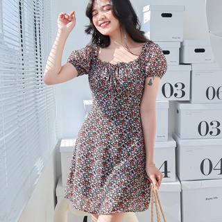 Đầm SACHI - Đầm  nhún ngực cột nơ