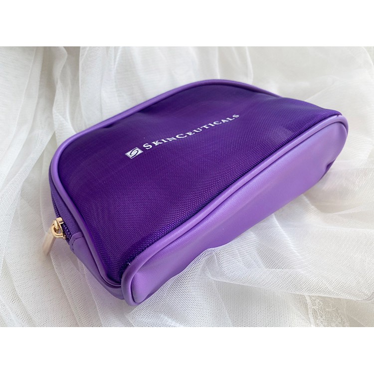 Túi mỹ phẩm Skinceut lưới nền tím
