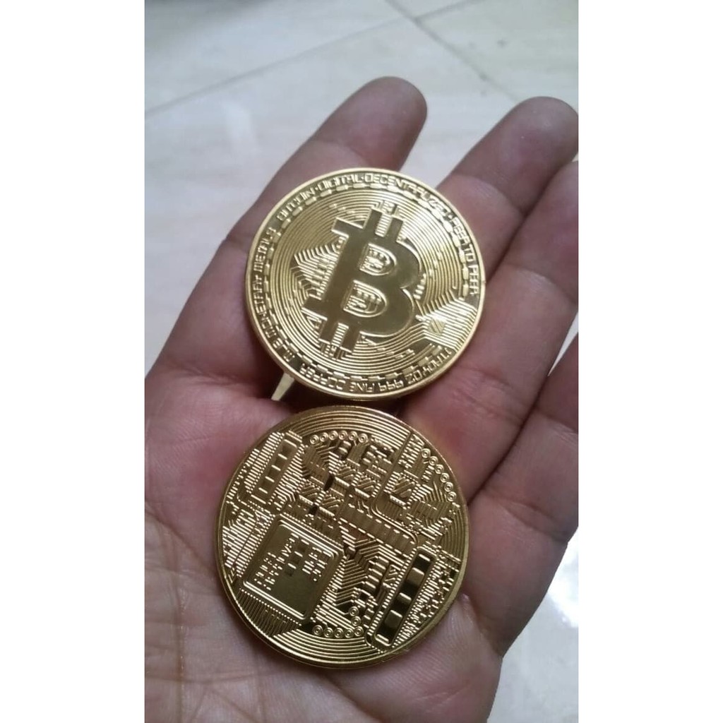 Đồng Xu Mạ Vàng In Hình Bitcoin BTC